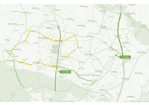 Linia L3 - Łysomice-Tylice-Łysomice - mapa z zaznaczoną trasą