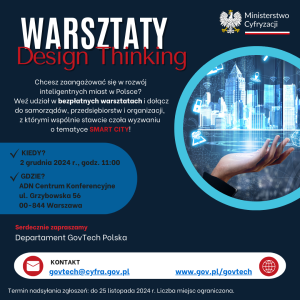 Zaproszenie na warsztaty Design Thinking Smart City 2024 02.12.2024 r.